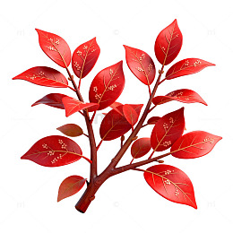 红色枝叶装饰艺术盆栽