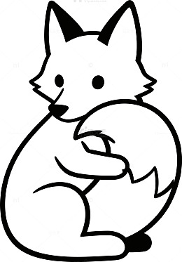 黑白简笔画狐狸插画