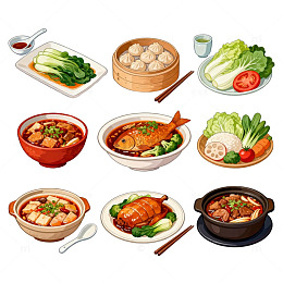 卡通美食中餐插画合集
