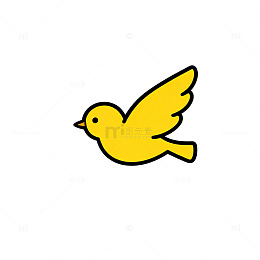 简约黄色飞鸟卡通图标设计素材