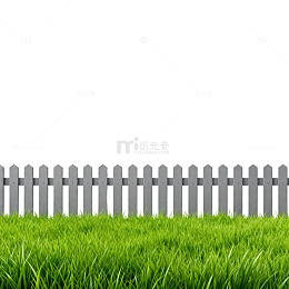 草地栅栏简约风景图