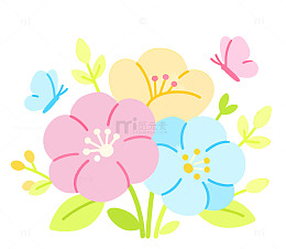 手绘春天花朵清新元素