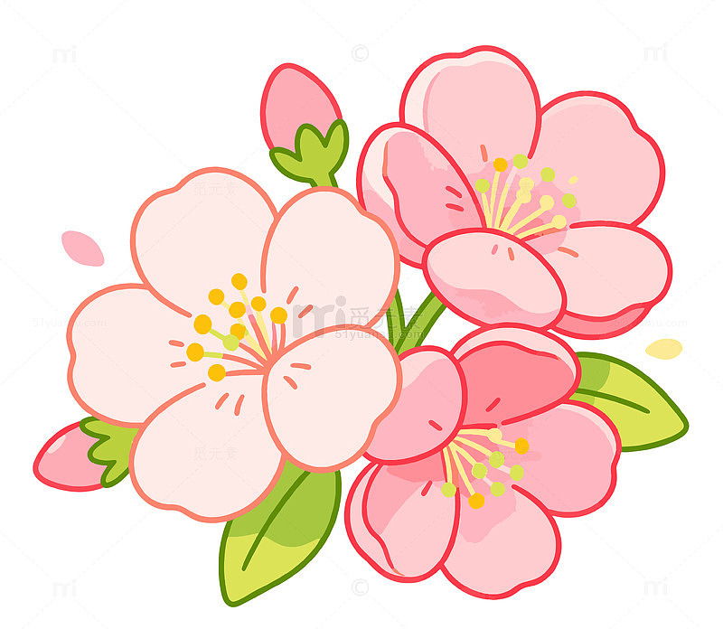 手绘春天花朵清新手绘元素