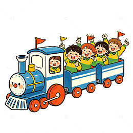 卡通儿童火车插画