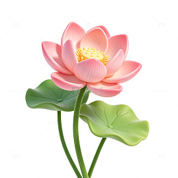 3D 立体粉荷花荷叶卡通可爱