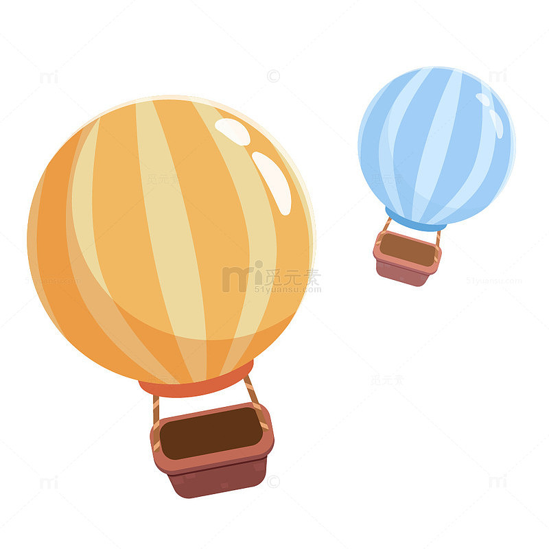 卡通漂浮热气球免抠元素