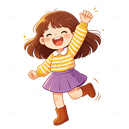 卡通欢乐女孩形象插画素材