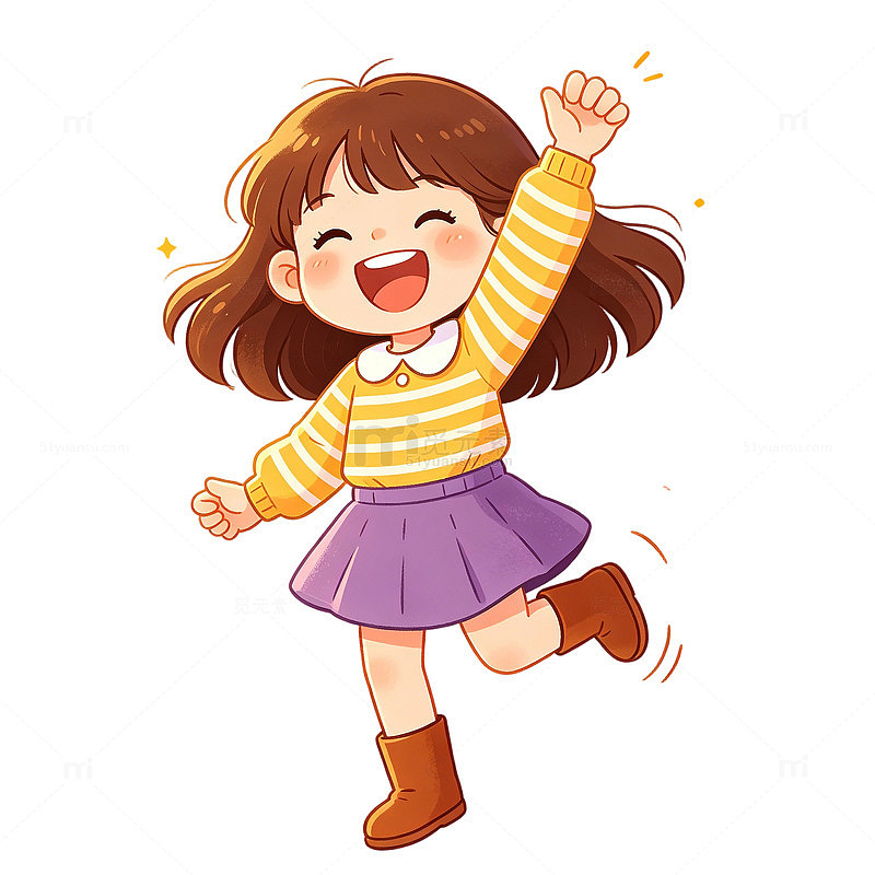 卡通欢乐女孩形象插画素材