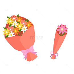 卡通母亲节妇女节生日花束元素