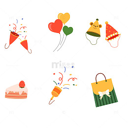 卡通生日蛋糕气氛装饰元素