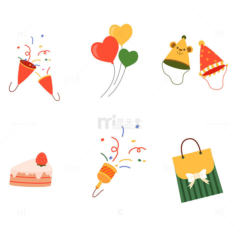 卡通生日蛋糕气氛装饰元素