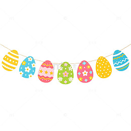 卡通复活节彩蛋花卉派对彩旗