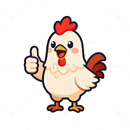 卡通鸡点赞形象插画