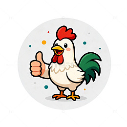 卡通公鸡点赞插画素材