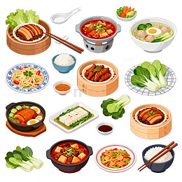 中式美食插画设计素材