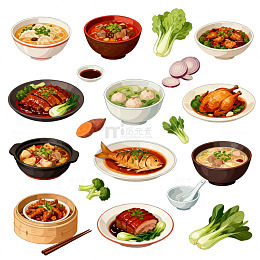 中式美食插画设计素材