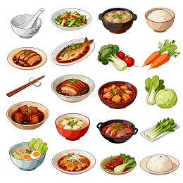 中式美食插画设计素材