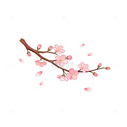 樱花枝矢量插画
