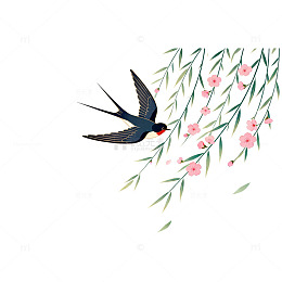 春日燕语桃花插画