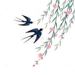 燕子桃花中国画