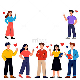 卡通风格社交互动人物设计素材