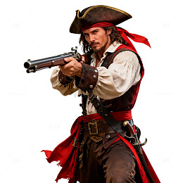 海盗装扮持枪勇士图片