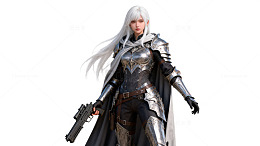 科幻风女战士盔甲武器设计图