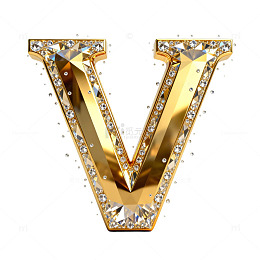 金色钻石字母V奢华装饰图案