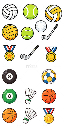 球类运动卡通手绘
