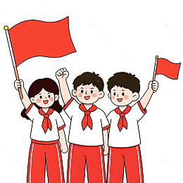 卡通儿童学生红领巾少年旗帜插画素材