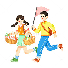 卡通野餐户外郊游插画免扣素材元素