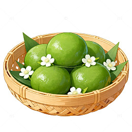 清新手绘青团插画设计素材