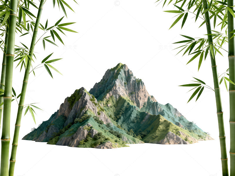 山水竹林风景图