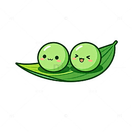 可爱豌豆卡通插画