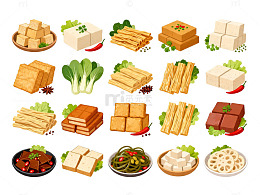 卡通豆腐美食插画