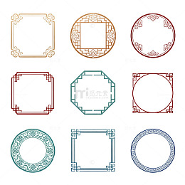 中式传统花纹边框设计素材