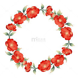 红花环插画设计元素