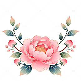 中式牡丹花卉装饰图案