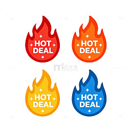 火焰风格促销标签设计素材
