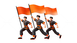 运动风格人物旗帜插画