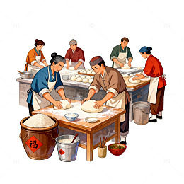 传统手工做面食品素材