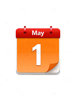 日历风格五月一日节庆插画