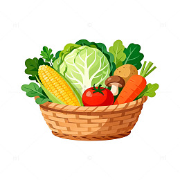 卡通蔬菜水果篮插画素材