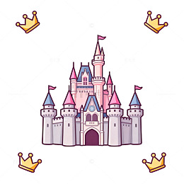 卡通粉色城堡插画