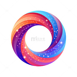 炫彩圆环星光图案设计元素