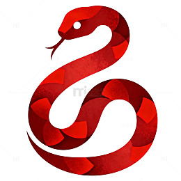 红色蛇卡通透明背景图