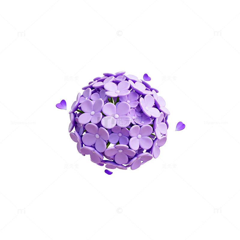 紫色花朵球形设计图案