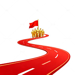 红旗引领金色人群前行