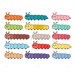 卡通彩色毛毛虫插画设计素材