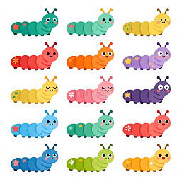 可爱卡通毛毛虫插画合集